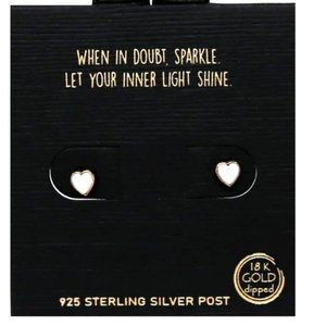 US Jewelry House Gold Dipped Sterling Silver Opal Heart Stud Earrings NWT